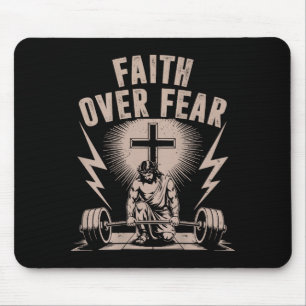 Faith Over Fear Funny Christian Workout Gym Jesus Mouse Pad