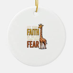 Faith Over Fear Giraffe Vintage Christian Shirt_1 Ceramic Ornament