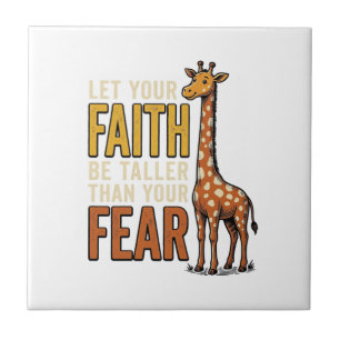 Faith Over Fear Giraffe Vintage Christian Shirt_1 Ceramic Tile