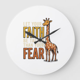 Faith Over Fear Giraffe Vintage Christian Shirt_1 Large Clock