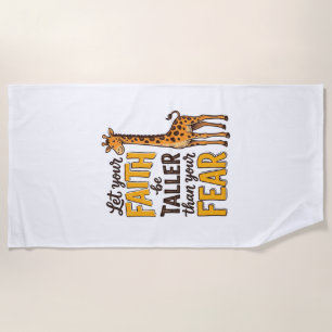 Faith Over Fear Giraffe Vintage Christian Shirt De Beach Towel