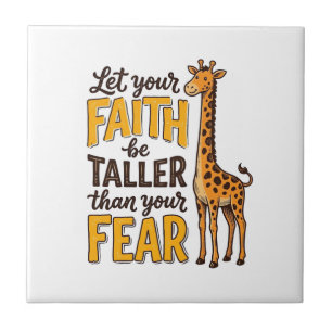 Faith Over Fear Giraffe Vintage Christian Shirt De Ceramic Tile