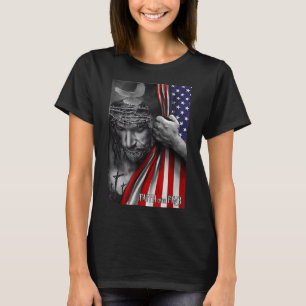 Faith Over Fear God Jesus Christian Flag Funny 4th T-Shirt