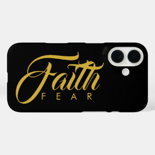 Faith Over Fear Gold and Black iPhone 16 Case