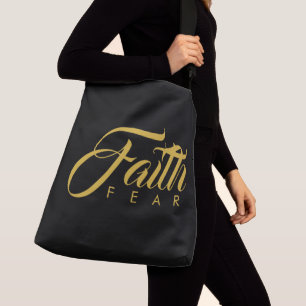 Faith Over Fear Gold and Black Crossbody Bag