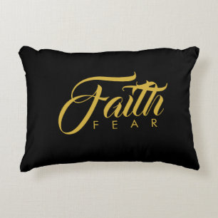 Faith Over Fear Gold and Black Decorative Cushion
