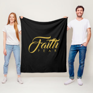 Faith Over Fear Gold and Black Fleece Blanket