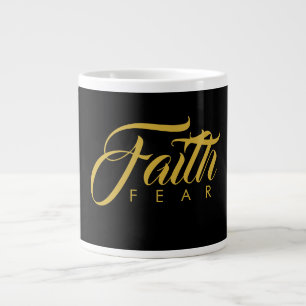 Faith Over Fear Gold and Black Large Coffee Mug