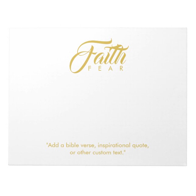 Faith Over Fear Gold and White Notepad (Front)