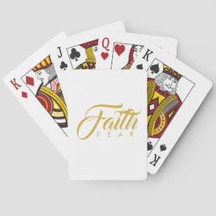 Faith Over Fear Gold and White Playing Cards