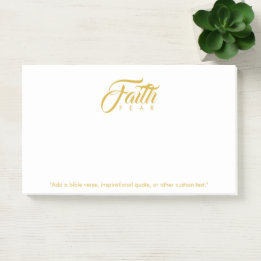 Faith Over Fear Gold and White Post-it Notes