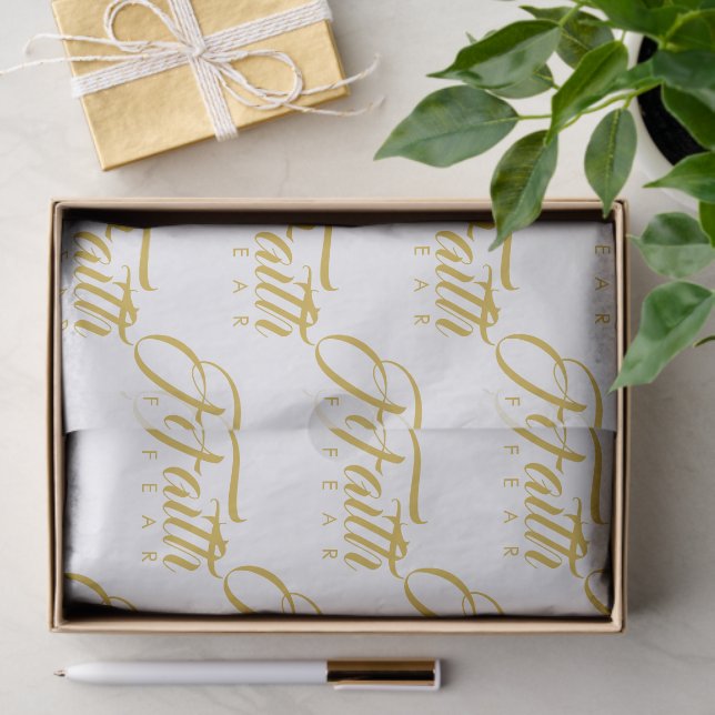 Faith Over Fear Gold and White Tissue Paper (Gift)