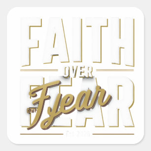 Faith Over Fear Gym Shirt   Christian Workout Moti Square Sticker