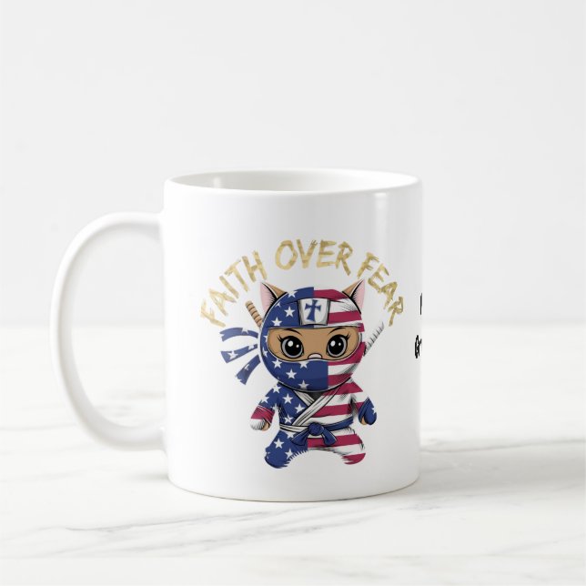 Faith Over Fear Inspirational Christian Customised Coffee Mug (Left)