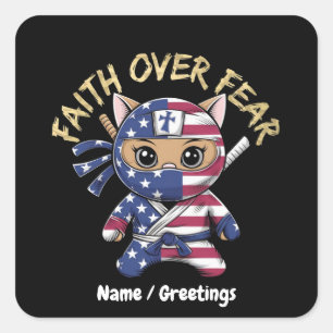Faith Over Fear Inspirational Christian Customised Square Sticker