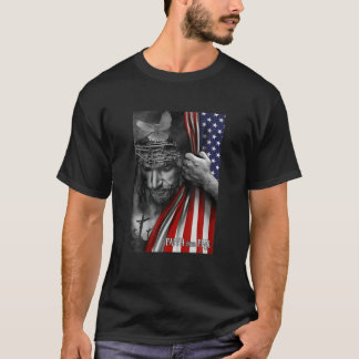 Faith Over Fear, Jesus American Flag Patriot Chris T-Shirt