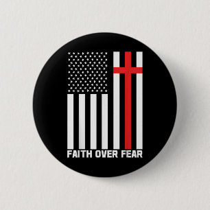 Faith Over Fear Jesus Christian Cross God Faith Bi 6 Cm Round Badge