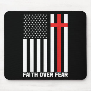 Faith Over Fear Jesus Christian Cross God Faith Bi Mouse Pad