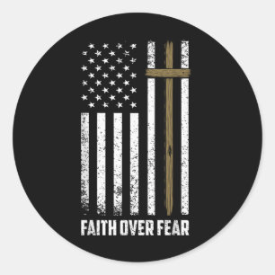 Faith Over Fear Jesus Christian Cross God Faith Us Classic Round Sticker