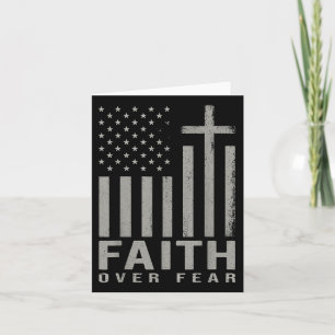 Faith Over Fear Jesus Christian Cross Us Flag God Card