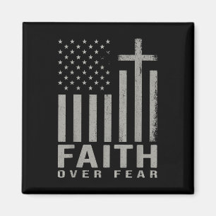 Faith Over Fear Jesus Christian Cross Us Flag God Magnet