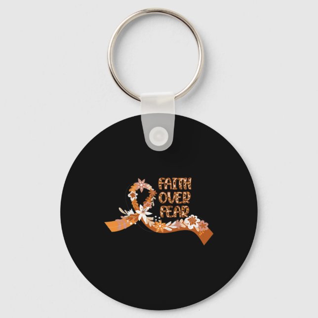 Faith Over Fear Leopard Leukaemia Awareness Warrio Key Ring (Front)