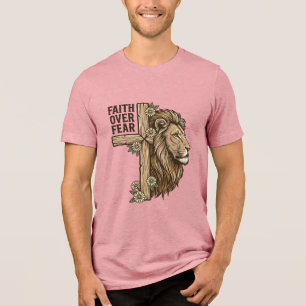 Faith Over Fear Lion Cross Vintage Christian Shirt