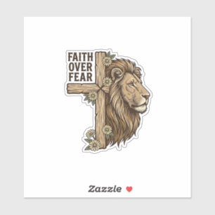 Faith Over Fear Lion Cross Vintage Christian Shirt
