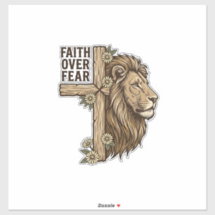 Faith Over Fear Lion Cross Vintage Christian Shirt