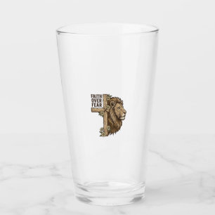 Faith Over Fear Lion Cross Vintage Christian Shirt Glass