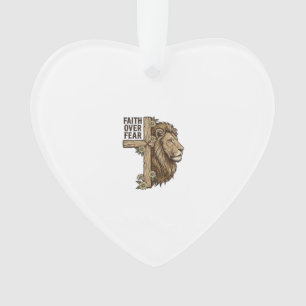 Faith Over Fear Lion Cross Vintage Christian Shirt Ornament