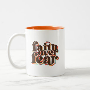 Faith Over Fear Modern Retro Christian Inspiration Two-Tone Coffee Mug