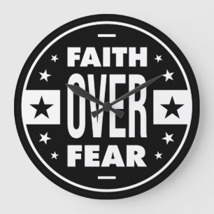 Faith Over Fear, motivational quote Large Clock