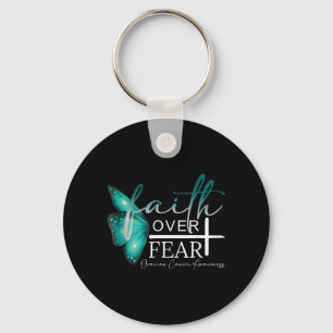 Faith Over Fear Ovarian Cancer Awareness Support Key Ring