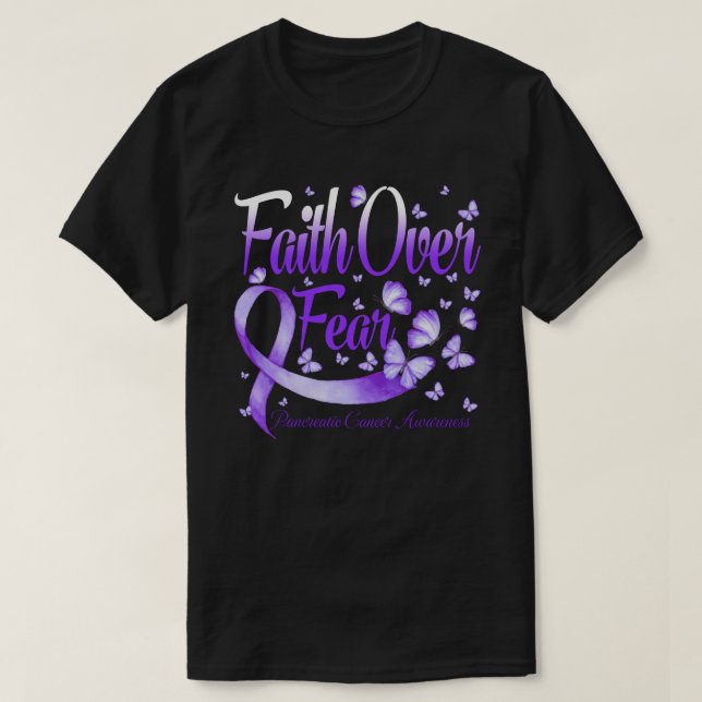 Faith Over Fear Pancreatic Cancer Awareness Butter T-Shirt (Design Front)
