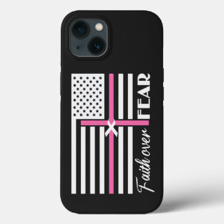 Faith Over Fear Pink Cross Flag iPhone 13 Case