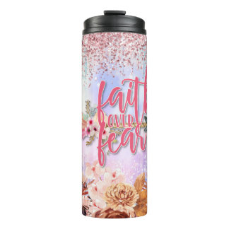 Faith over Fear Pink Glitter Thermal Tumbler