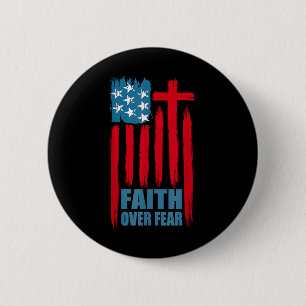Faith Over Fear Prayer America Pride Us Flag Ameri 6 Cm Round Badge
