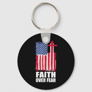 Faith Over Fear Prayer America Pride Us Flag Ameri Key Ring
