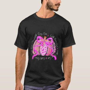 Faith Over Fear Preppy Pumpkin Christian Breast Ca T-Shirt