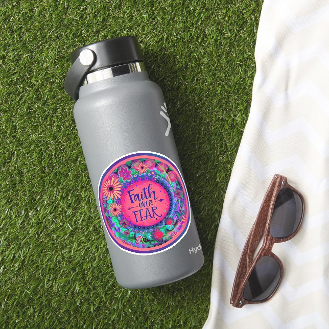 Faith over Fear Pretty Pink Inspirivity Floral (HydroFlask Insitu)
