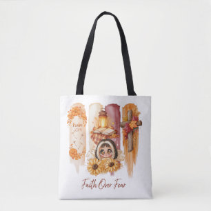 Faith Over Fear Psalm 23:4 Hardcover Journal Tote Bag