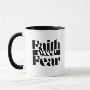 Faith Over Fear Retro Christian Inspirational Typo Mug