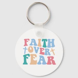 Faith Over Fear Retro Christian  Key Ring