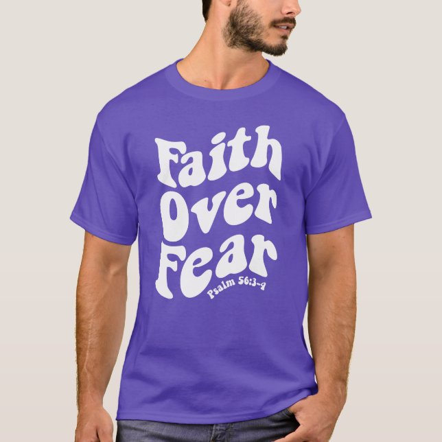 Faith Over Fear Retro Inspirational Scripture T-Shirt (Front)
