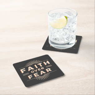 Faith Over Fear Square Paper Coaster