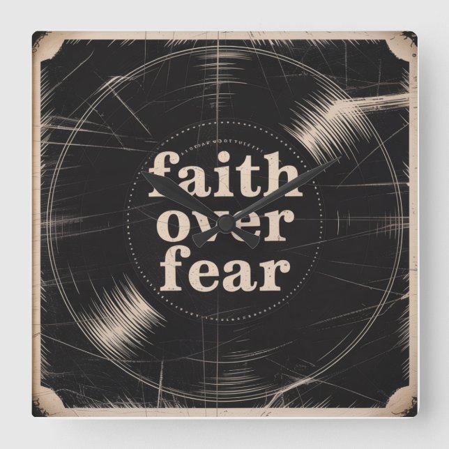 Faith Over Fear Square Wall Clock (Front)