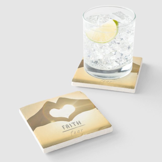 FAITH OVER FEAR STONE DRINK COASTER (Side)
