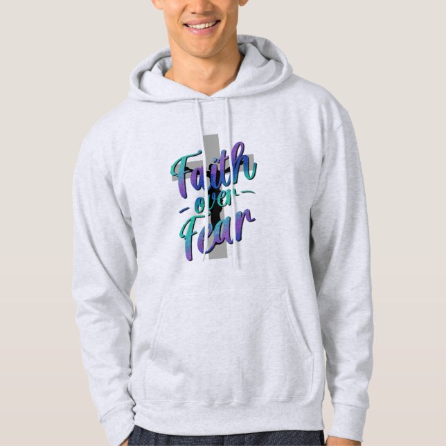 Faith Over Fear Suicide Awareness Cross Graphic T- Hoodie (Front)