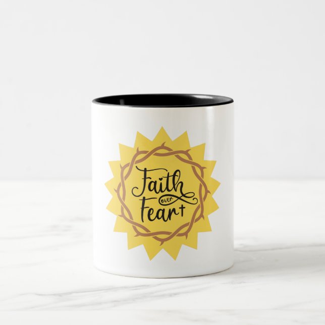 faith over fear Two-Tone coffee mug (Center)